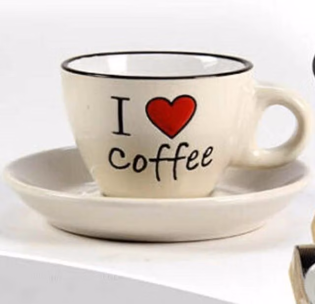 Set di 6 tazzine da caffè con piattino Trade Shop in ceramica multicolore, capacità 80ml