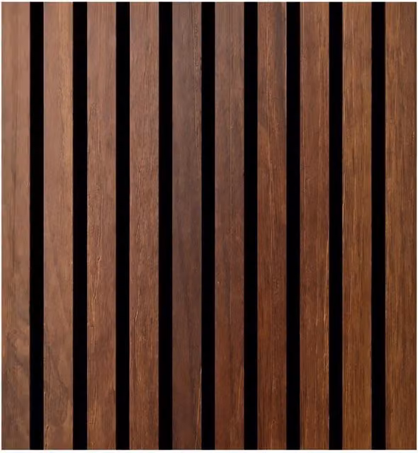 Set di 12 pannelli decorativi a listelli DIVINA HOME in MDF e feltro PET fonoassorbente, rivestimento murale moderno effetto legno color noce, L: 60 cm x P: 60 cm x H: 60 cm