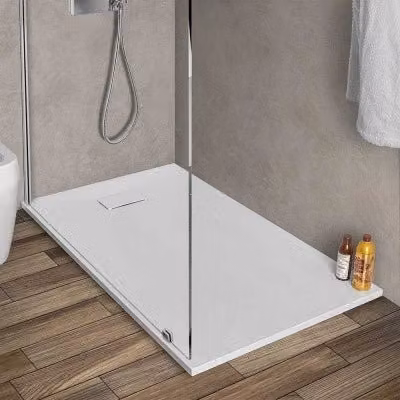 Piatto doccia rettangolare in resina serie Agorà colore bianco L: 140 cm, P: 70 cm, H: 3 cm