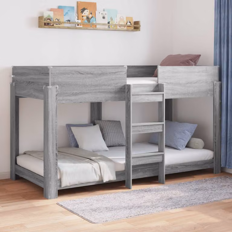 Letto a Castello per Bambini vidaXL Grigio con Struttura a Casetta L/P/H: 90 x 190 x 164 cm