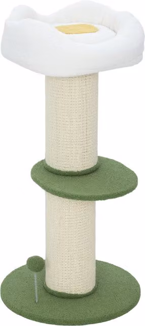 Albero Tiragraffi per Gatti PawHut con Palo in Sisal e Lettino a Forma di Fiore, Verde, Altezza: 92 cm