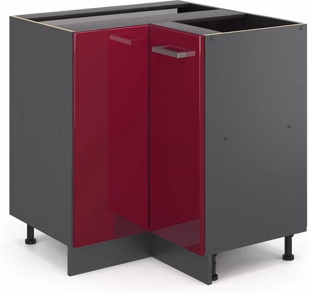 Mobile ad angolo cucina Vicco R-Line Rosso lucido e Antracite senza piano di lavoro L: 75.6 cm