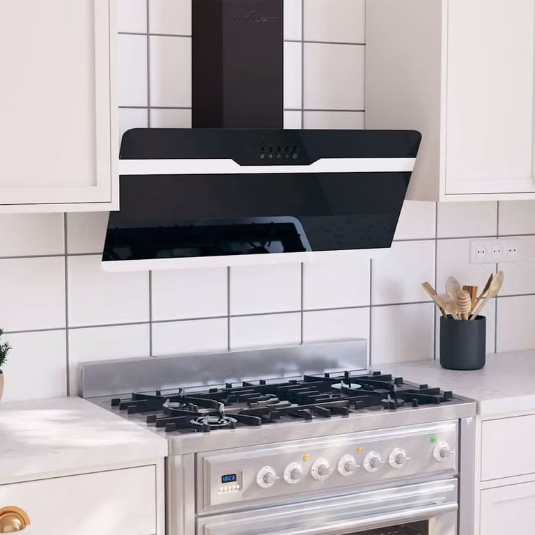 vidaXL Cappa a Parete in Acciaio e Vetro Temperato Nero con Display LED e Funzione Aspirazione o Ricircolo