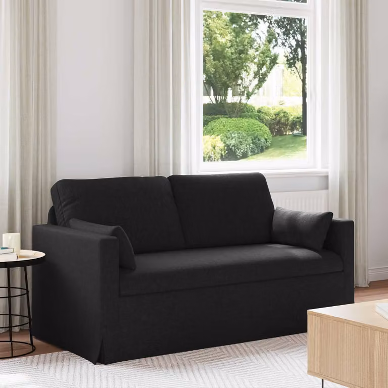 vidaXL Divano Nero in Tessuto con Struttura in Metallo L: 158 cm, P: 78 cm, H: 80 cm