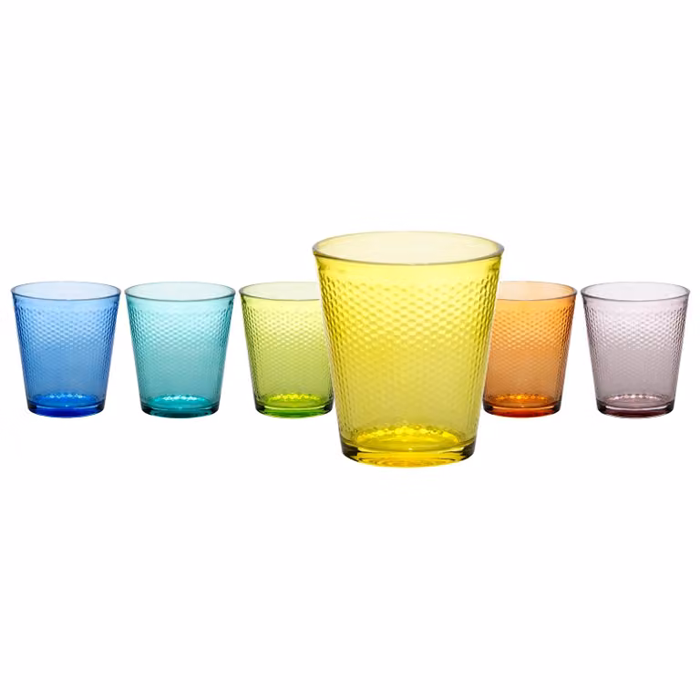 Set di 6 bicchieri da acqua in vetro multicolore Pixel Gusto Casa, capacità 350 ml