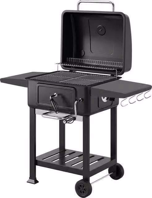 Barbecue a carbone Outsunny con griglia smoker e ruote, nero