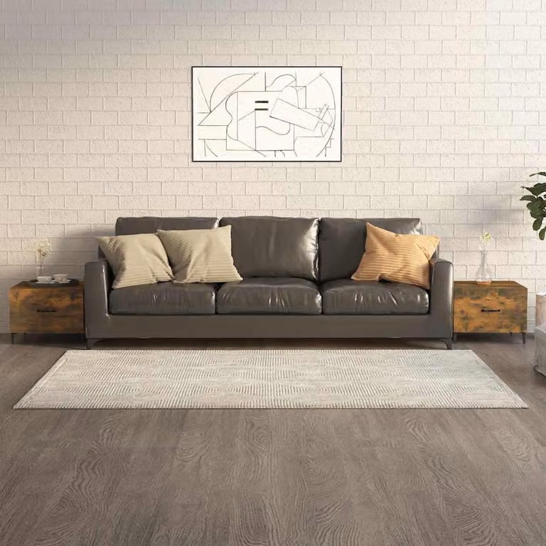 Set di 2 tavolini da salotto vidaXL in stile industriale con gambe in metallo e piano in legno color rovere fumo, L/P/H: 50 x 50 x 40 cm