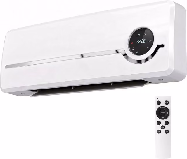 Stufa in ceramica a parete HOMCOM da 2000W con telecomando, timer e 3 modalità, colore bianco