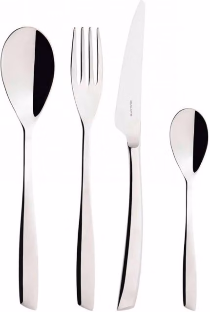Set di posate Riviera Casa Bugatti 24 pezzi in acciaio inossidabile color argento lucido con custodia a finestra