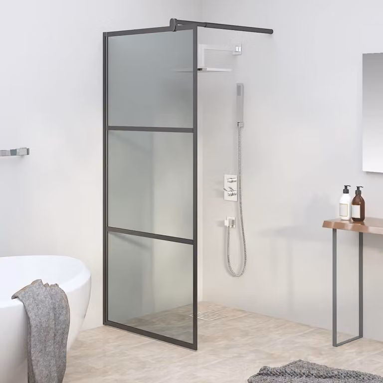 Parete Doccia Walk in vidaXL in Vetro Scuro ESG Nero L: 80 cm, H: 195 cm