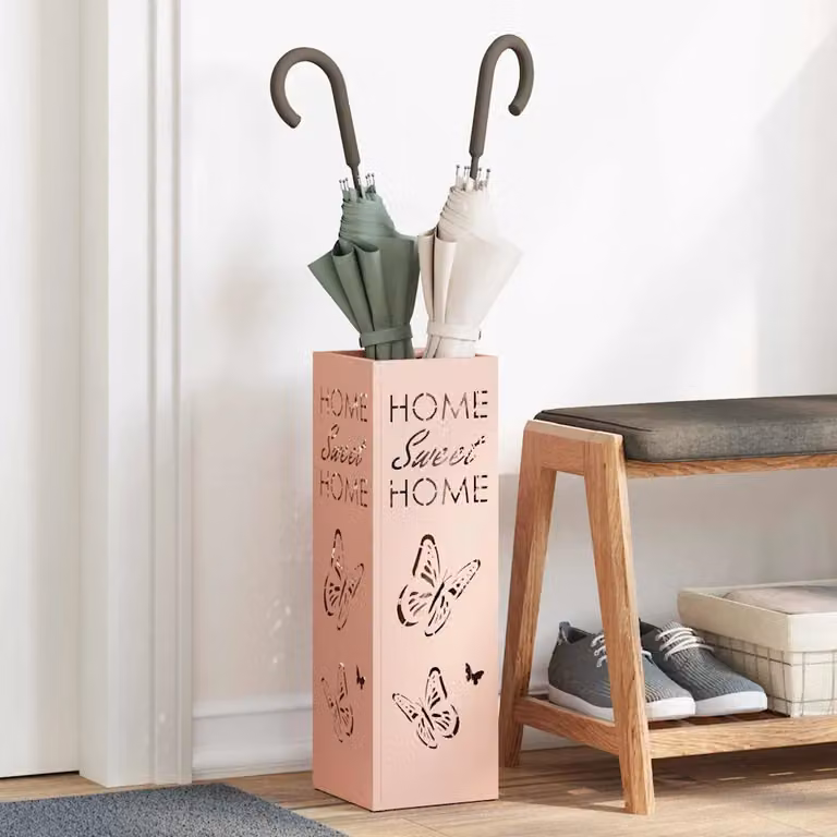 Stand per ombrelli da pioggia vidaXL in metallo rosa L/P/H: 15,5 x 15,5 x 49 cm