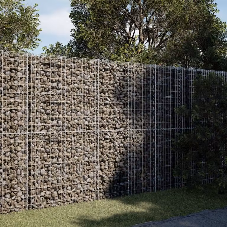 vidaXL Cesto Gabbione con Copertura in Ferro Zincato Argento L/P/H: 250 x 100 x 200 cm