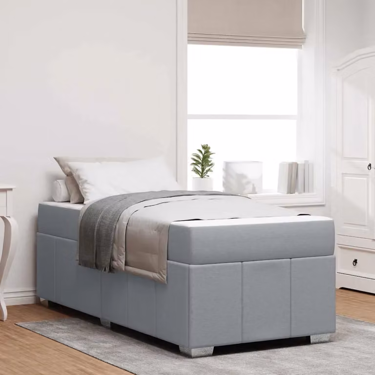Struttura del letto con contenitore a sollevamento vidaXL in tessuto grigio, L/P/H: 90 x 200 x 66 cm