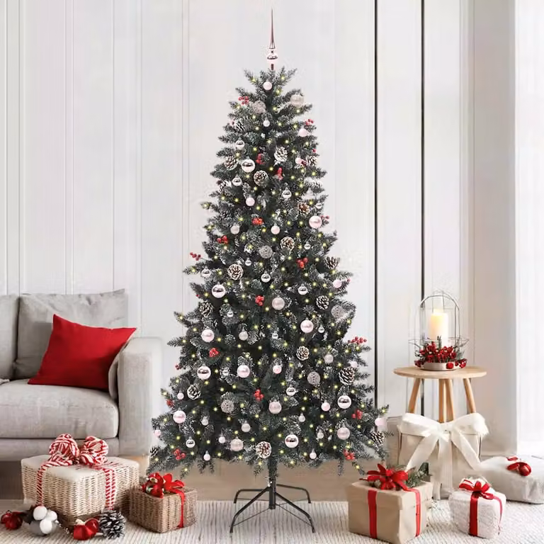 Albero di Natale artificiale verde vidaXL con 300 LED luce bianca calda, Altezza: 210 cm