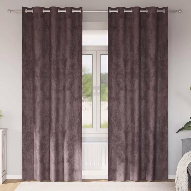 Set di 2 tende oscuranti in velluto vidaXL marroni con isolamento termico, H: 225 cm x L: 140 cm