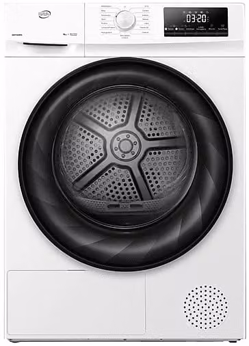 Asciugatrice Daya DHTD9PD a pompa di calore 9 kg, Bianco, Classe D, con rotazione bidirezionale e programma lana, Profondità: 63 cm