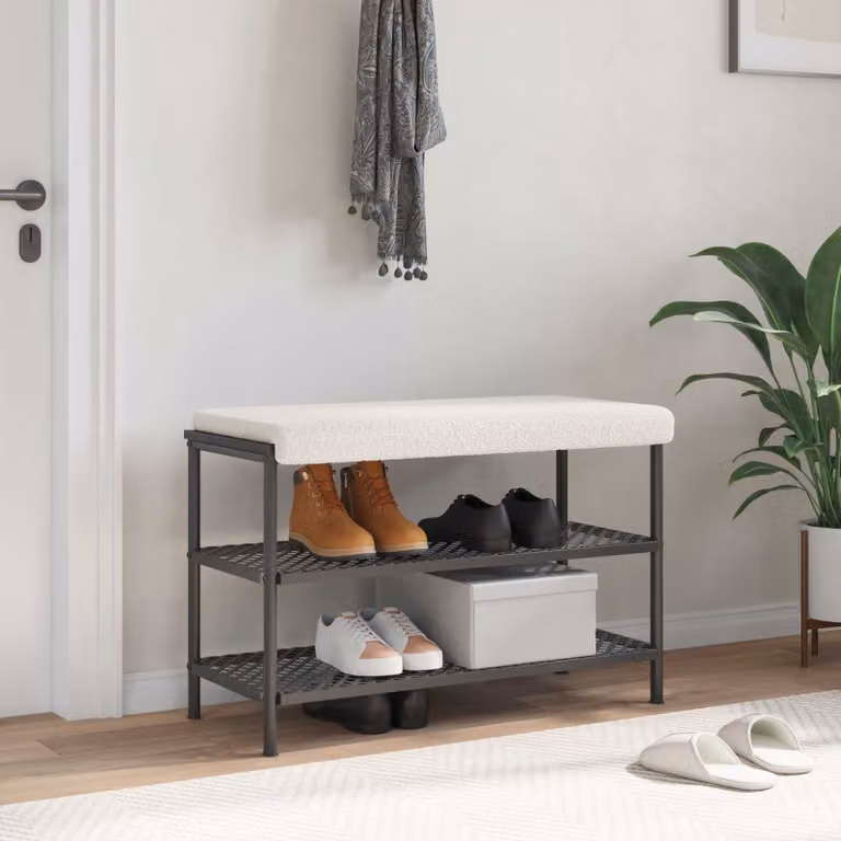Cuscino per panchina vidaXL in tessuto Sherpa beige e bianco con imbottitura in schiuma, Profondità: 35 cm