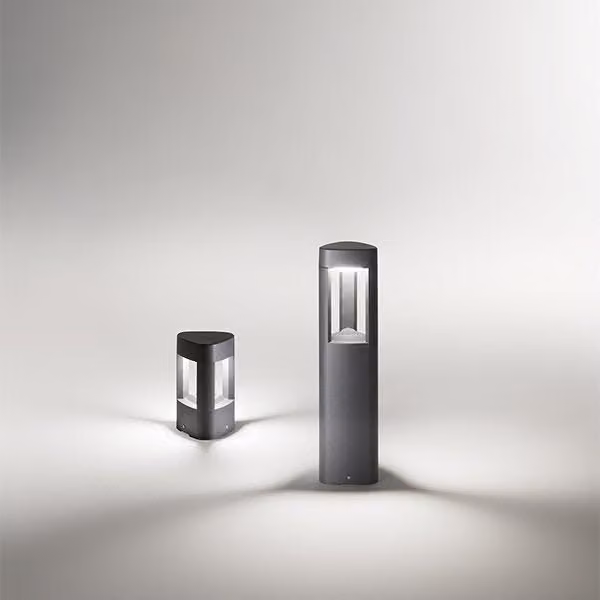 Paletto Luminoso da Esterno Gealuce in Alluminio Grigio con Diffusore Opale IP54 e Attacco GX53