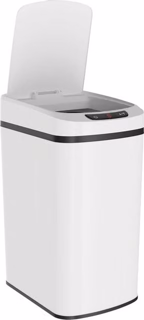Cestino dei rifiuti con sensore a infrarossi HOMCOM da 12L in acciaio inox e plastica, bianco, L: 28 cm, P: 22 cm, H: 41 cm