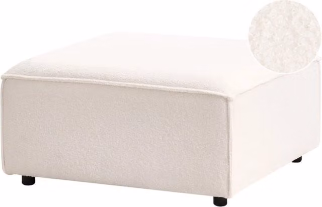 Poggiapiedi moderno BELIANI in tessuto bouclé bianco con forma rettangolare L: 88 cm, P: 43 cm, H: 43 cm