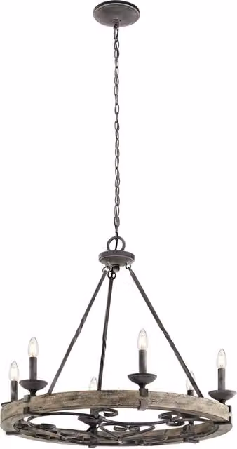 Lampadario a soffitto Taulbee Kichler in metallo grigio con 6 lampadine E14 dimmabile