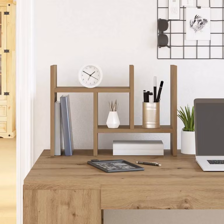 Organizzatore da scrivania multi-scompartimento vidaXL in legno marrone L: 35,5 cm, P: 35,5 cm, H: 15,5 cm