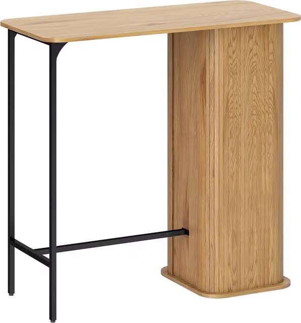 HOMCOM Tavolo da Bar in Legno Naturale e Metallo con 3 Ripiani Portaoggetti, L 112 cm x P 50 cm x H 106 cm, Colore Marrone