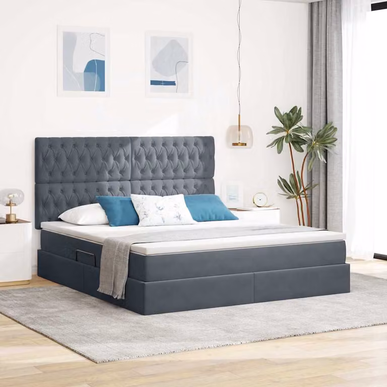 Letto con contenitore e materasso vidaXL Grigio, L/P/H: 180 x 200 x 280 cm