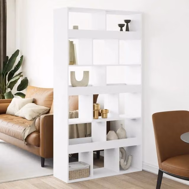 Divisorio per stanza VIDAXL bianco in MDF con scomparti medi L 100 cm, P 33 cm, H 187,5 cm