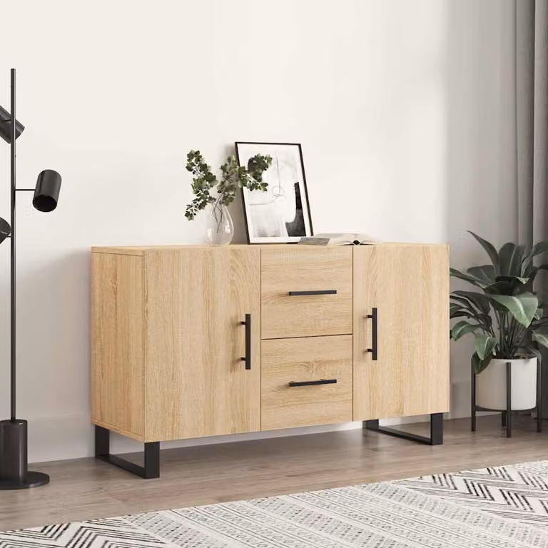 Credenza moderna vidaXL in legno multistrato color rovere sonoma, L 100 x P 36 x H 60 cm