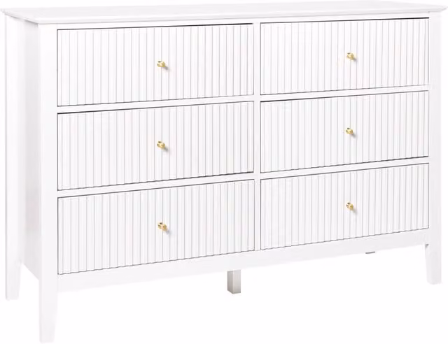 Cassettiera BELIANI in MDF laccato bianco con maniglie oro per soggiorno e camera da letto L 120 x P 40 x H 80 cm