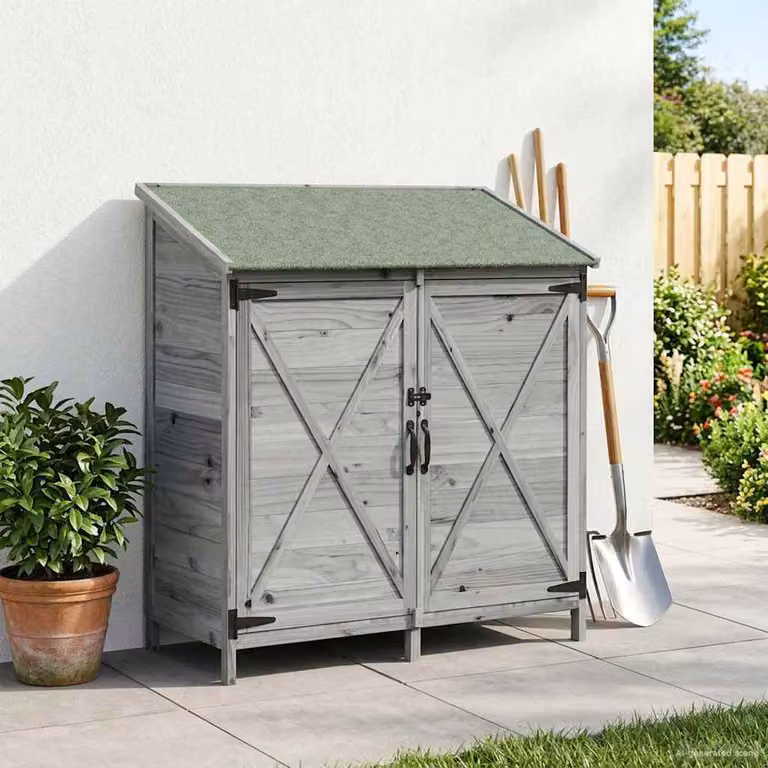 Capanno da Giardino Moderno vidaXL Grigio con Serratura e Ventilazione Laterale L/P/H: 106 x 56 x 113,5 cm