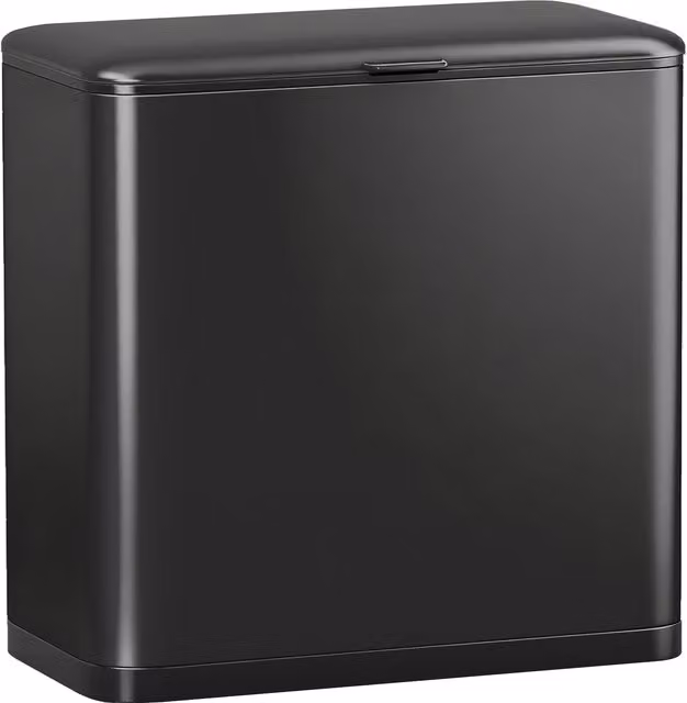 Cestino per la spazzatura HOMCOM da 8L in acciaio inox con coperchio a ribalta e secchio interno rimovibile, Nero, L: 29.7 cm, P: 17.4 cm, H: 30 cm