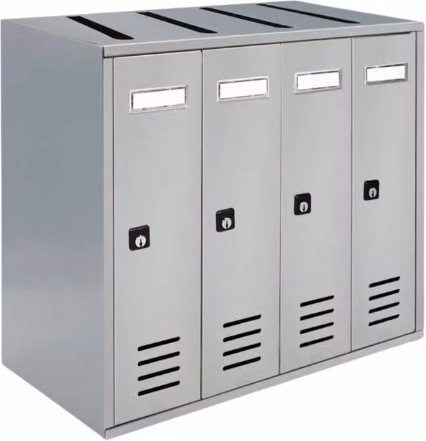 Cassette Postali Condominiali ALUBOX CUBO 4 Posti in Lamiera Zincata Argento RAL 9006 L/P/H: 38,5 x 43 x 25 cm