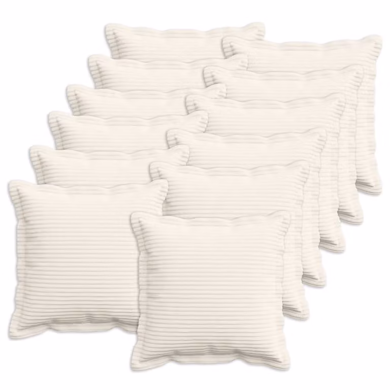 Set di 12 federe vidaXL HOUTEN in velluto a coste, colore crema, 50 x 50 cm
