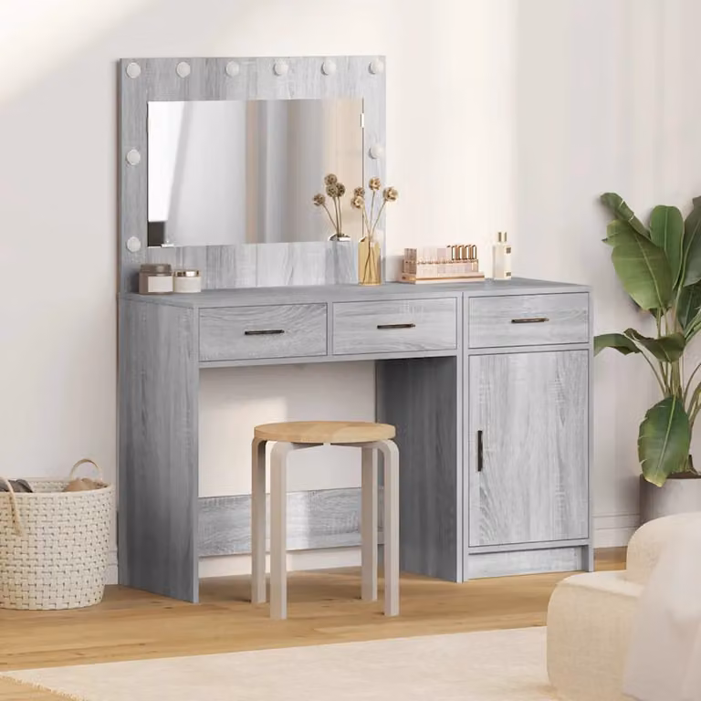 Set di 2 Tavoli da Trucco Moderni vidaXL Grigio L: 40,3 cm, P: 41,0 cm, H: 75,0 cm