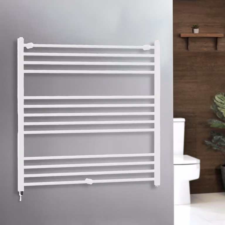 Scaldasalviette Elettrico con Elemento Riscaldante Semplice Cablato Hudson Reed ECOSO Bianco L: 100 cm, H: 100 cm