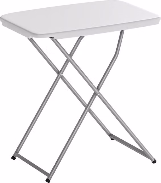 Outsunny Tavolo da Campeggio Pieghevole Portatile con Altezza Regolabile in 5 Livelli, Piano in HDPE e Struttura Metallica, L: 75 cm, P: 50 cm, H: 73,5 cm, Bianco