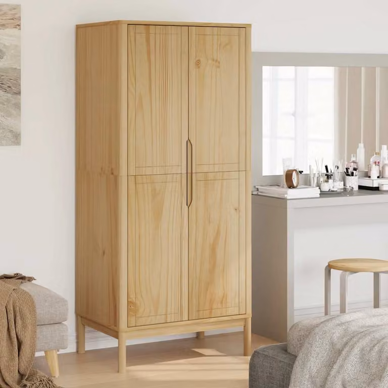 Armadio vidaXL FLORO in legno massello di pino, colore marrone cera, L: 77 cm, P: 53 cm, H: 171 cm
