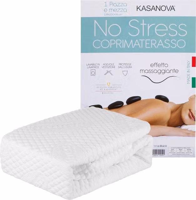Coprimaterasso massaggiante No Stress KASANOVA bianco per 1 piazza e mezza