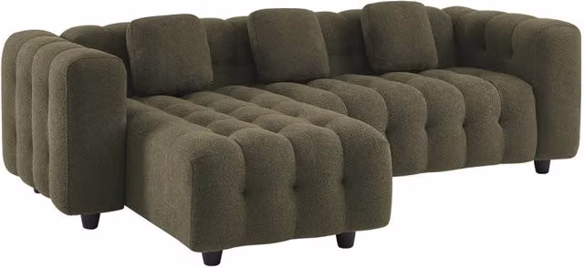 Divano angolare reversibile Sweeek in tessuto bouclé verde, L 247 x P 167 x H 71 cm