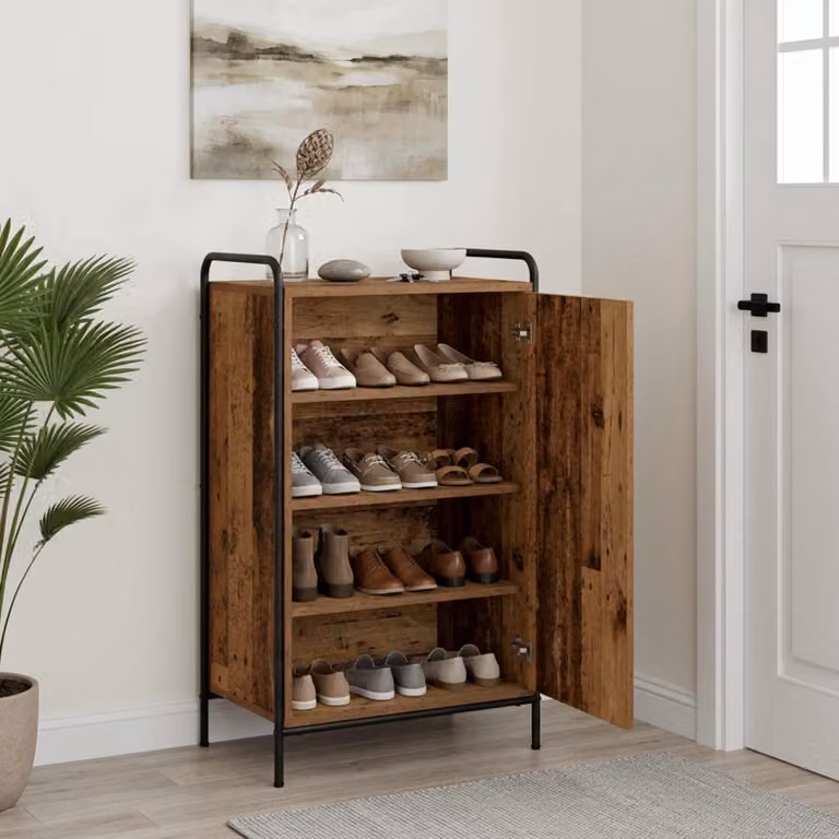 Mobile porta scarpe vidaXL moderno in legno e metallo, L/P/H: 51 x 36,5 x 93 cm