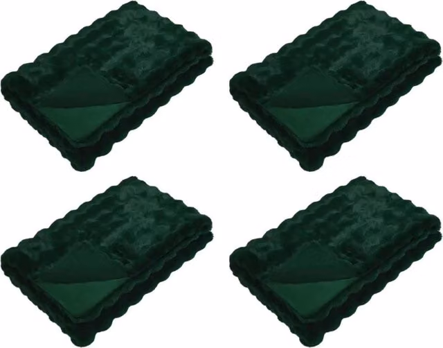 Set di 4 copertine antiscivolo Olite in ecopelliccia verde, morbide e soffici, L 150 cm x P 130 cm