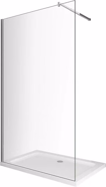 Parete doccia Walk in Laneri reversibile in vetro trasparente con trattamento easy clean, H: 200 cm, L: 98-100 cm, spessore 8 mm