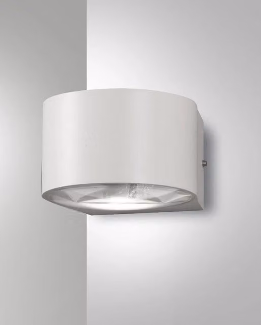Lao Lampada da Parete Outdoor LED Fabas Bianco in Alluminio e Vetro Cristallo 12W 1080lm 3000K IP65 Design Moderno