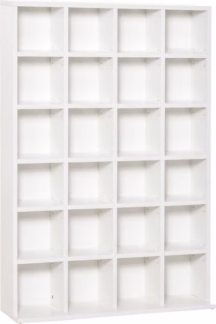Libreria porta CD e DVD HOMCOM in legno composito bianco con ripiani regolabili L: 130.5 cm, H: 89 cm, P: 20 cm