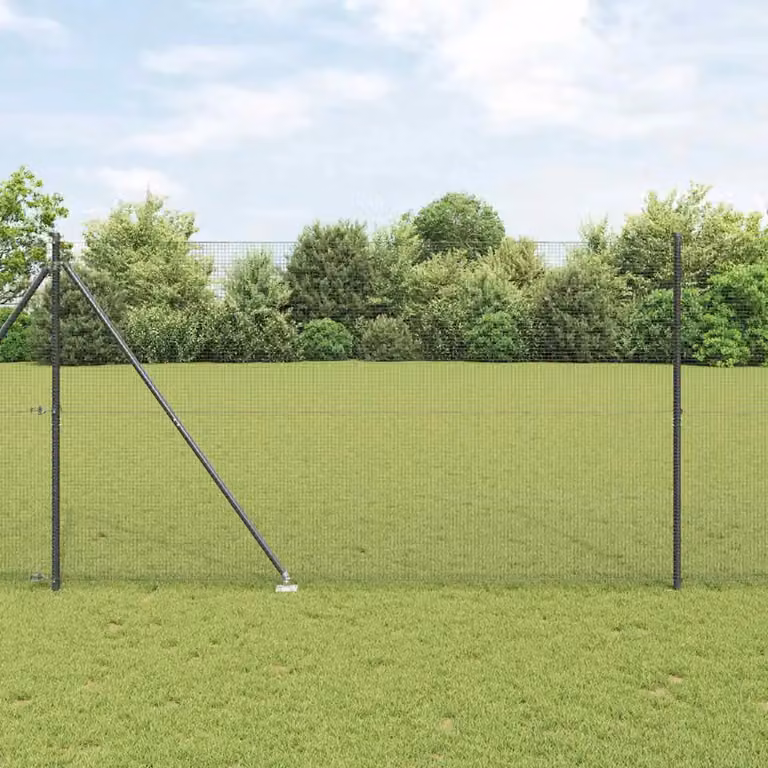 Recinzione in rete saldata con punte vidaXL in acciaio e PVC, Grigio, 25 x 1,6 m