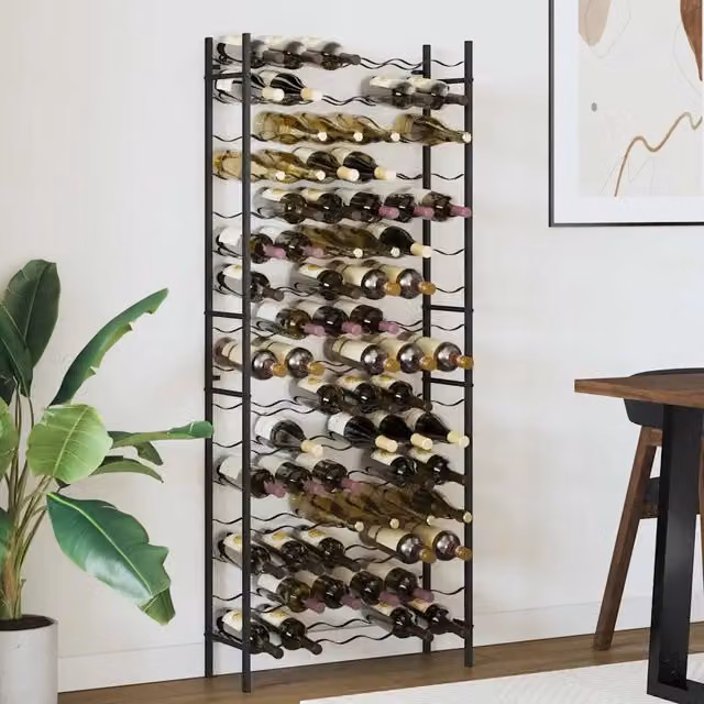 Portavini da parete vidaXL in metallo nero stile industrial per 96 bottiglie