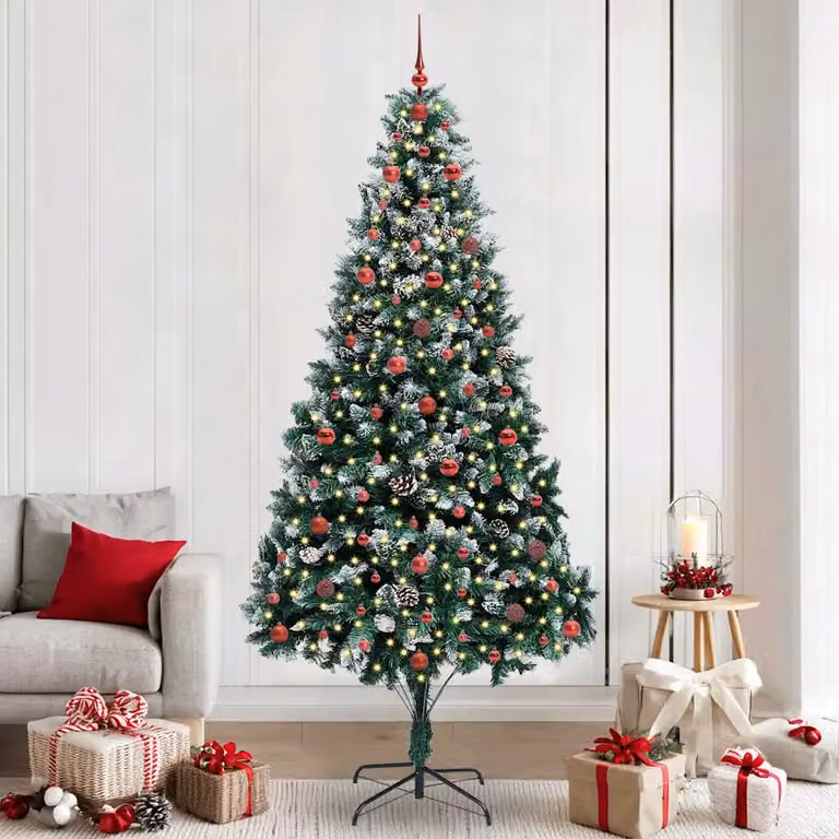 Albero di Natale artificiale verde vidaXL con 300 LED luce bianca calda, Altezza: 240 cm
