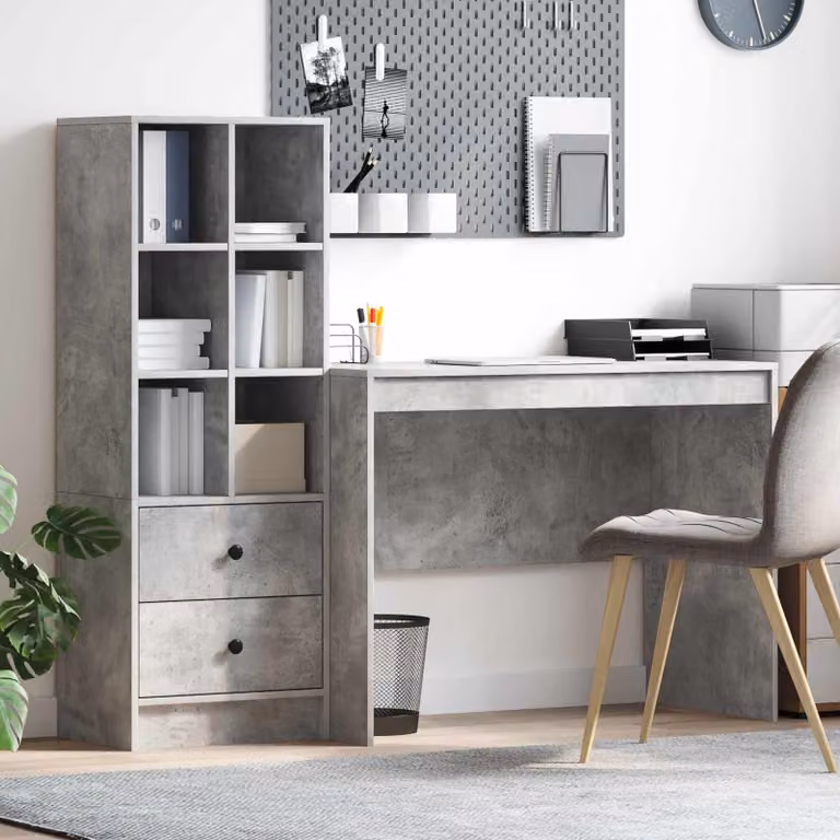 Set di 2 Scrivanie moderne vidaXL in MDF laminato Grigio, L 145.5 x P 50 x H 127 cm